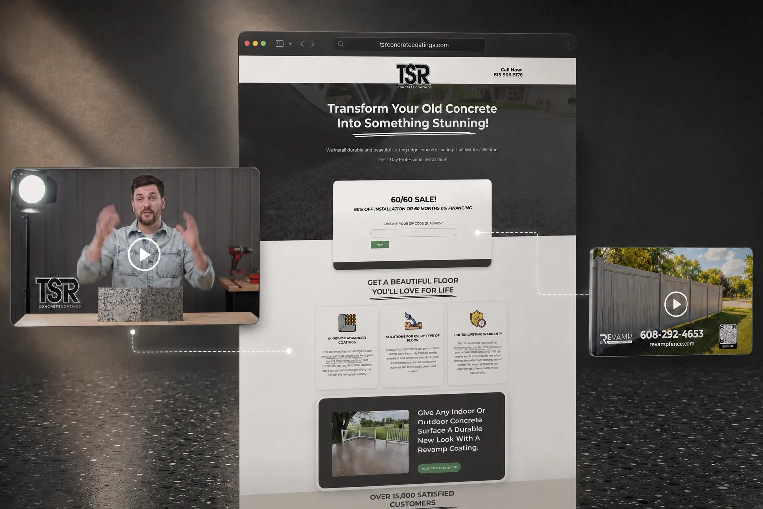 TSR Concrete Coatings and Revamp Companies lead-generation campaign system